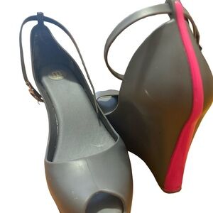 Melissa Charcoal and Fuchsia Wedges